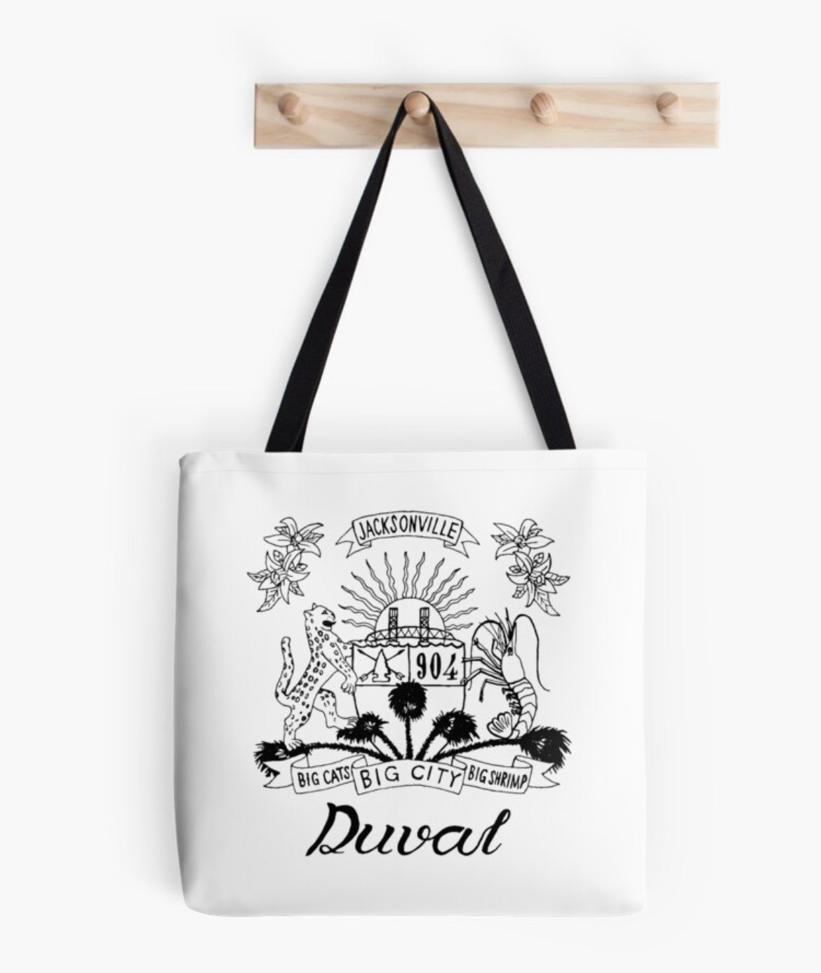 Duval Crest..... Join the Fam!  Show your 904 love running daily errands with....  Heavy Duty Canvas Totes  "16 x16"  Totes deluxe. Sturdy and stylish with a vivid double-sided print Available in three sizes: check the size chart to find the right one for you Durable 100% polyester shell Super strong cotton shoulder straps are 1" and 28" (71 cm) long.   Bright, long-lasting, double-sided design, sublimation printed for you when you order Gentle machine wash