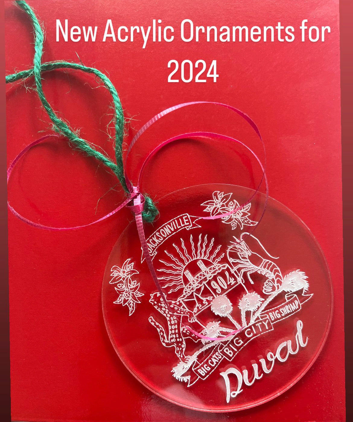 Clear Acrylic Round Holiday Ornament