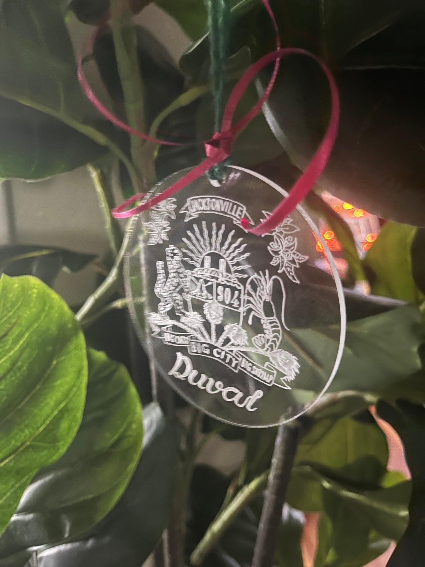 Clear Acrylic Round Holiday Ornament