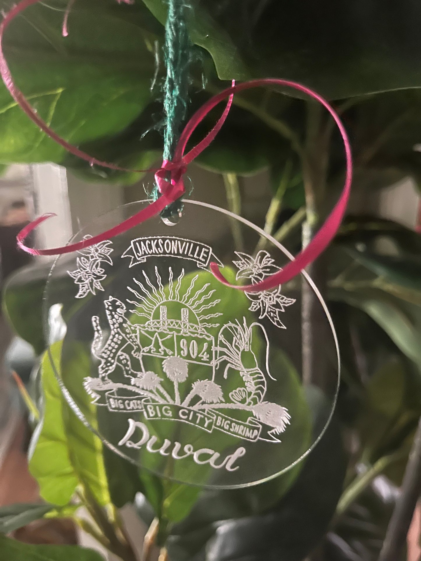 Clear Acrylic Round Holiday Ornament