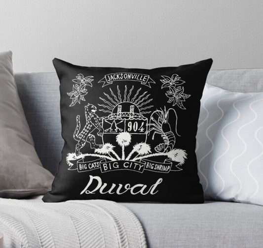 Duval Crest..... Join the Fam! Show your 904 love in your favorite corner of your sofa with this throw pillow  Size  16" x 16" in the following colors  Black with White Lettering  Black with Teal Lettering  Teal with Black Lettering